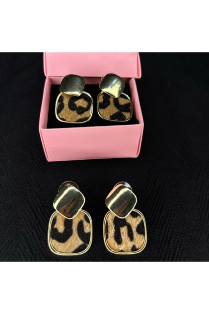 Leopar desen kare küpe