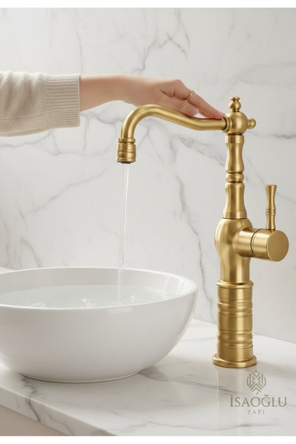 Matte Gold Retro Bowl Sink Fixture Brushed Gold High Model Bathroom Fixture Special Design