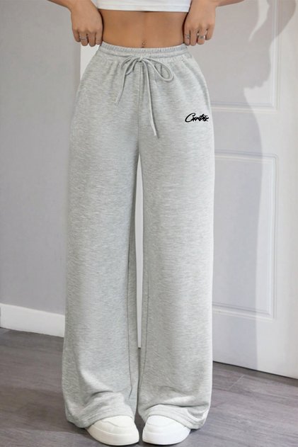Corteiz Printed Gray Wide Leg Summer Baggy 3 Yarn Flexible Comfortable Sweatpants Rf0670