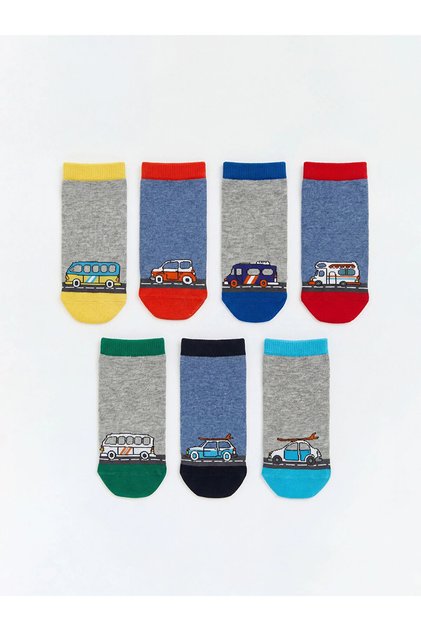 Lcw Kids Mixed Printed Boys' Booties Socks Set of 7