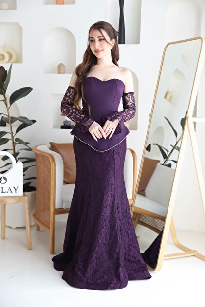 jewelrystore Royal Purple Mermaid Evening Dress"- Trendyol