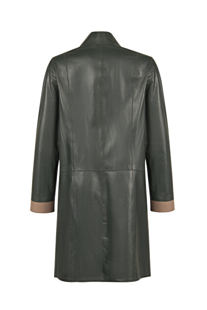 Derimod Marina Kadın Yeşil Oversize Deri Kaban 26SGD5675U4