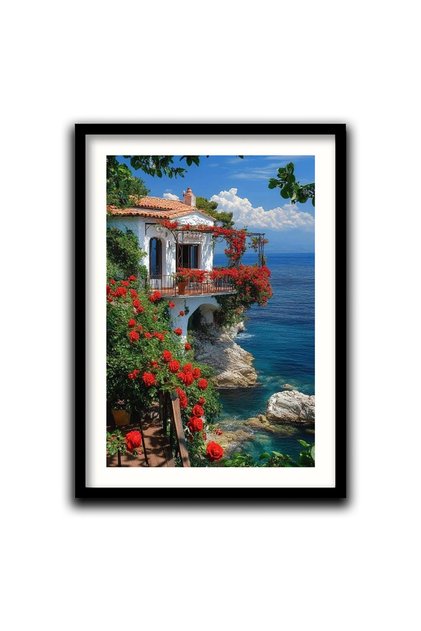 Dimineti la Mare, tablou peisaj inramat living, dormitor, birou sau hol, cadou inspirat, rama lemn