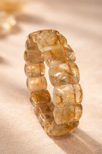 Women's Men's Natural Stone Citrine Women's Men's Natural Stone Bijouterie Bracelet - Medium Size 12 mm