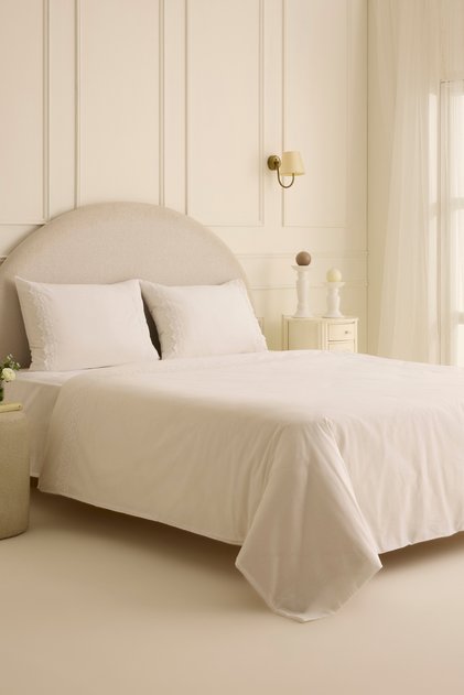 Lunelle Lace Double Duvet Cover Set White