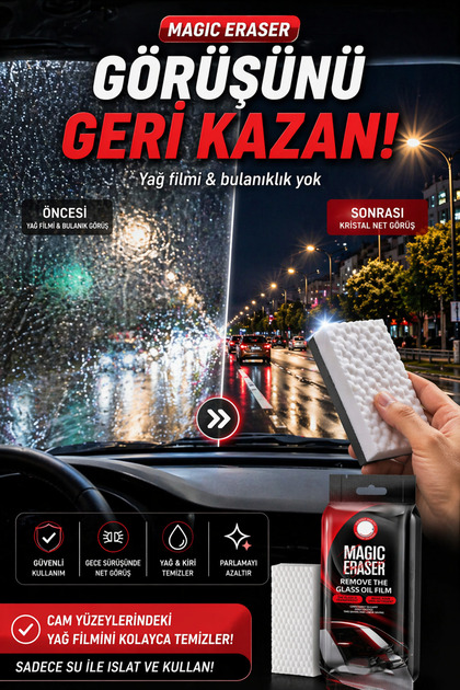 Araç Cam Yağ Filmi Temizleyici Sihirli Sünger