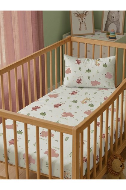 Set of 2 100% Cotton Elastic Baby Sheets + Pillowcase Set Poplin 70X130 & 70X140 cm Compatible