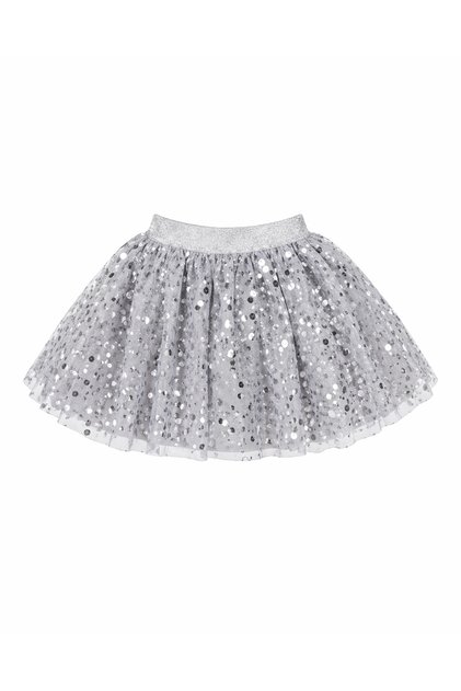 Girl's Gray Glittery Tulle Skirt – for Events and Performances Ages 5-13
