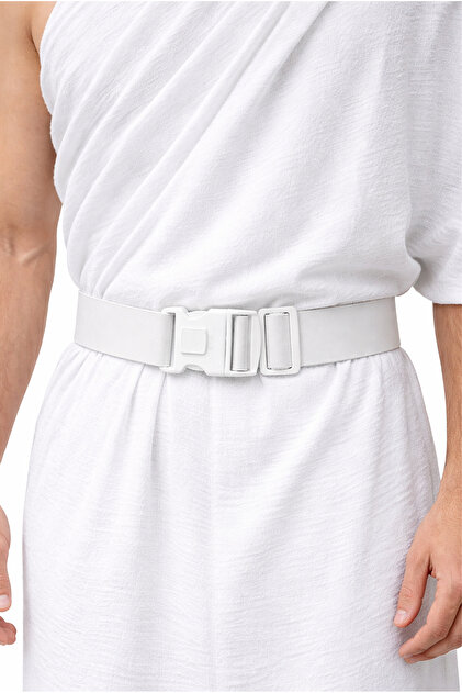 White Ihram Belt – Adjustable Hajj Umrah Waist Belt with Secure Lock
