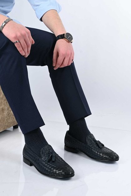 Laceless Tasseled Neolite Sole Braided Genuine Leather Classic Shoes 333-2357 Men's Shoes