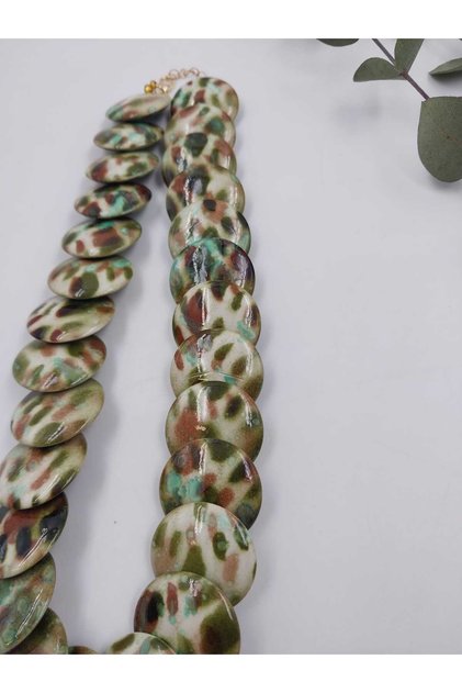 Green and Brown Colored Acrylic Necklace