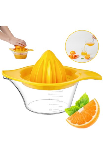 Storcator manual de citrice, Fără BPA, Presă robustă pentru citrice, cu recipient colector și sită, Galben