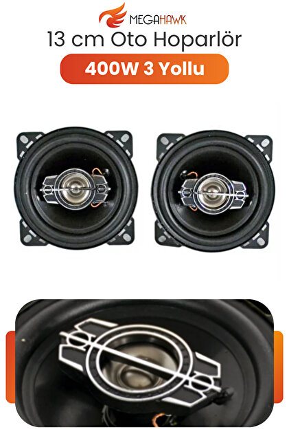 おうた MEGAHAWK 13 cm Oto Hoparlör 400W 3 Yollu Araç İçi Kapı Hoparlörü
