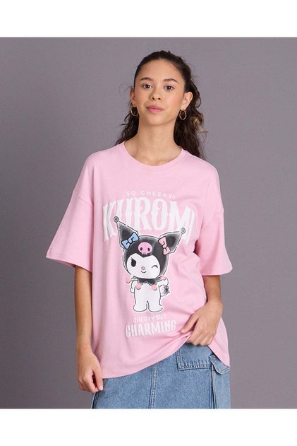 Senior Girls Pink Kuromi Oversized T Shirt