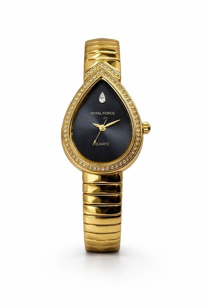 LUMINARA RF014L Women’s Luxury Quartz Watch Gold Strap Teardrop Dial Crystal Stone Elegant Ladies Wristwatch
