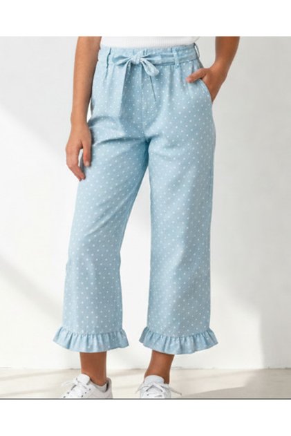 Girls Blue Polka Frill Hem Track Pants