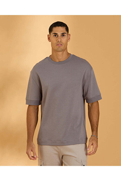 Men Charcoal Interlock Lounge T Shirt