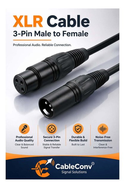 CABLE CONV XLR Cable 3-Pin Male to Female – Professional Balanced Audio Mic Cable