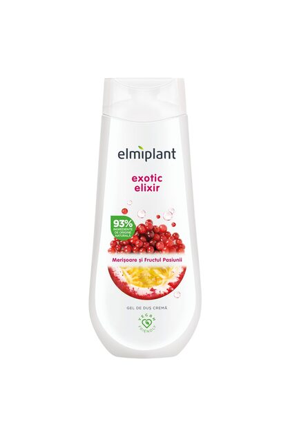 Gel de Dus Crema, Elmiplant, Cu Merisoare si Fructul Pasiunii, 400 ml,