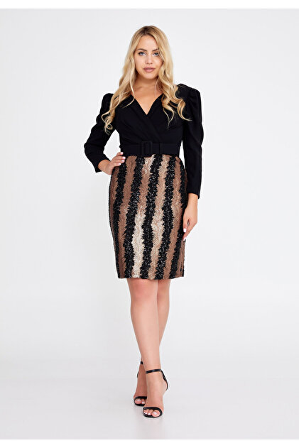 Sienna Fashion Elegant midi dress with sparkling details Romina- Trendyol Sienna Fashion Elegant midi dress with sparkling details Romina- Trendyol