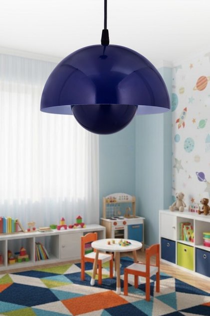 Luma Modern Lacivert Metal Tekli Sarkıt Avize Aydınlatma Mutfak Salon Avizesi