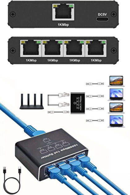 technozi 8 Port 10 / 100 Mbit Internet Hub Hup Çoğaltıcı Ethernet