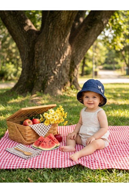100% Cotton, for Babies, Denim Bucket Hat (1-3 Years) (Size 48-50 cm)