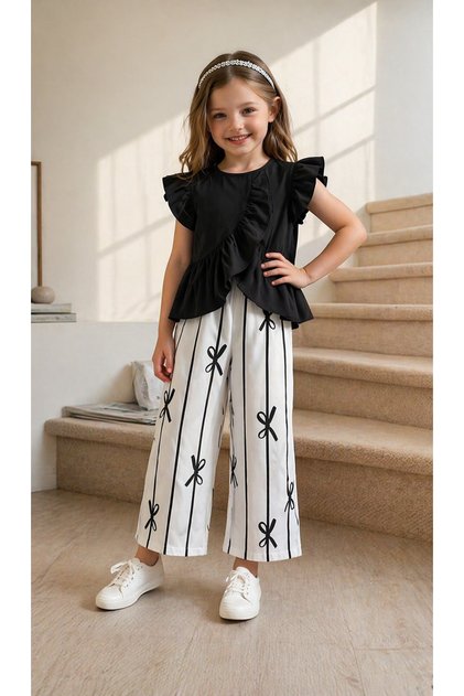 Ruffle Bow Detailed Trouser Suit - Age 3/10 - 31725