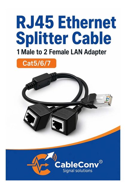 كابل تقسيم إيثرنت RJ45، محول LAN من 1 ذكر إلى 2 أنثى | موصلات كات5 وكات6 وكات7