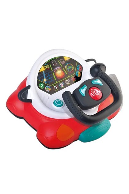 Driving Board Interactive Steering Wheel Toy for Kids w/ Lights & Sounds, Pretend Play Car Dashboard