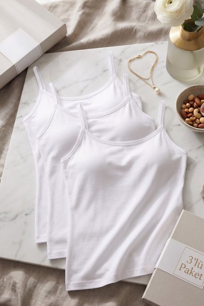 Women's 3-Piece Cotton Modal Strap Tank Top - Soft Textured & Flexible Basic Clothing