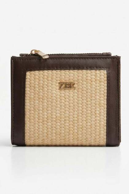 Brown Wicker Textured Minimalist Women's Wallet Mg2842