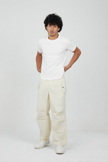 Unisex Cotton Y2K Pleated Elastic Adjustable Waist Baggy Pants