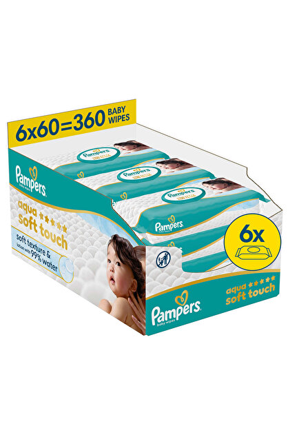 Prima Pampers Aqua Soft Touch Bebek Islak Havlu 6 Paket 360 Yaprak