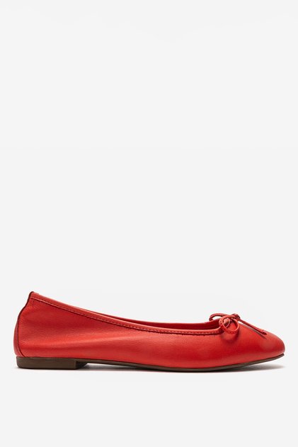 Women's Bowknot Ballerina Flats Real Leather Zy 4054 Red
