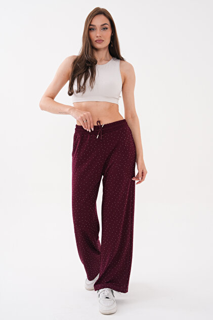 Stone-Applied Crystal Pants