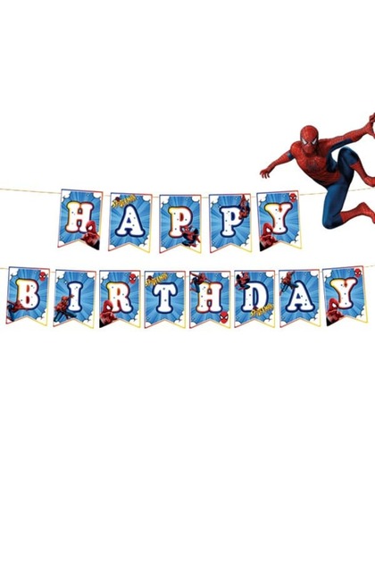 Örümcek Adam Happy Birthday Banner Flama 17*170 cm