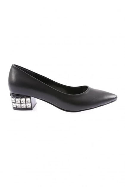 700 Women's Short Heeled Stone Detailed Evening Dress Shoes