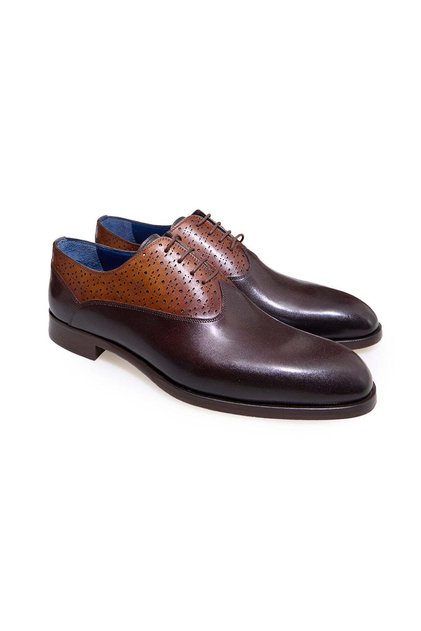 Brown Lace-Up Genuine Leather Sole Men's Shoes