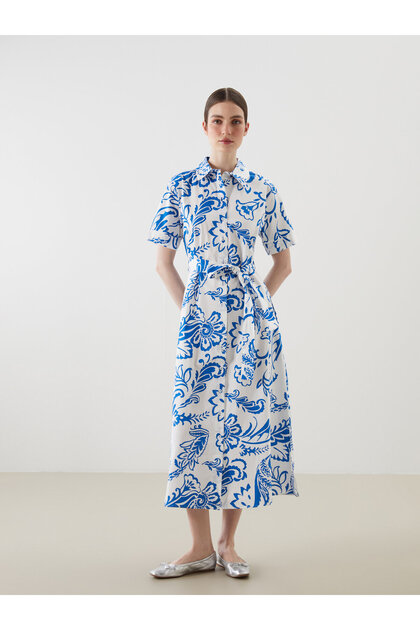 Rochie-cămașă cu cordon floral