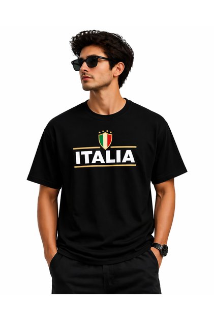 Men's Oversize T-Shirt Italia Printed 100% Cotton T-Shirt Comfortable Fit