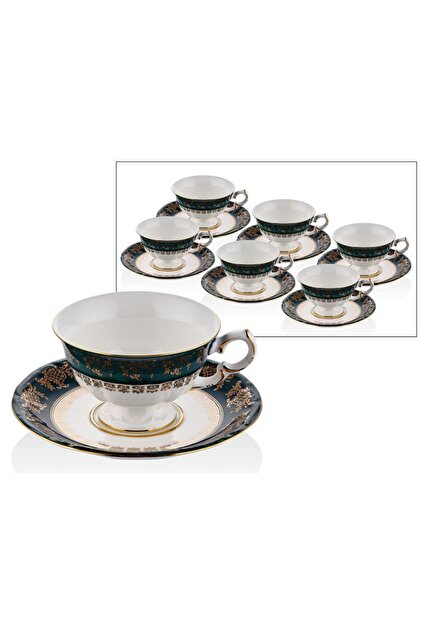 LAMEDORE Lorrain Green Gold 6'lı Tea Cups Set Çay Fincanı - Fiyatı