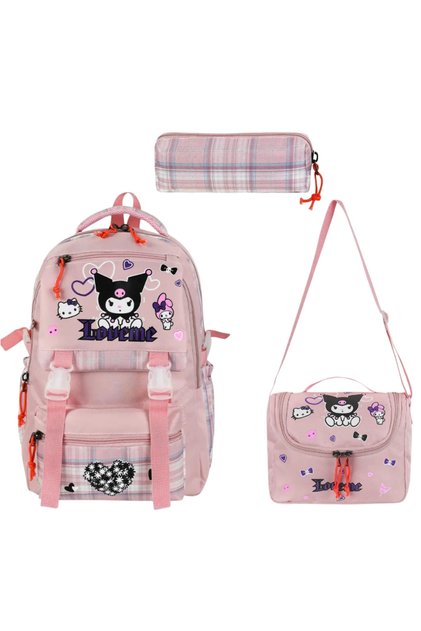 Girl Romi Primary School Orthopedic 3-Piece Set with Pen Holder, Foil-Lined Lunch Bag, 3-Compartment Water Bottle 505