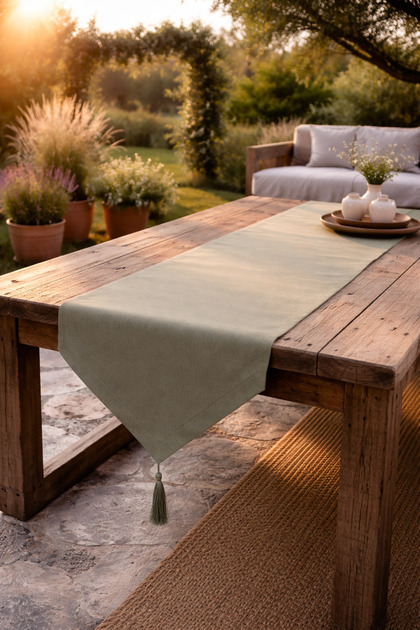 Khaki Color Duck Linen Decorative Runner 40 X 140 cm