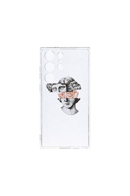 Διαφανής Θήκη Σιλικόνης 2MM, Συμβατή με Samsung Galaxy S23 Ultra, Άγαλμα Ντέιβιντ - Τριαντάφυλλο, Αντικραδασμική, Προστασία Κάμερας, Ανυψωμένες Άκρες για Προστασία Οθόνης, T 604