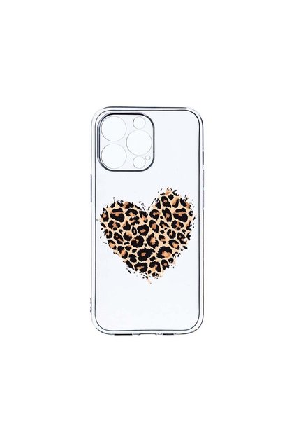Husa din silicon transparent de 2MM, compatibilă cu Apple iPhone 14 Pro, Leopard Heart, antișoc, protecție cameră, margini înălțate pentru protecția ecranului, T 761