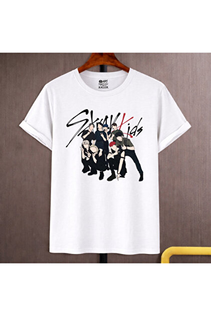 Presmono Kadın Beyaz Karma Bang Chan BangChan Stray Kids T-Shirt