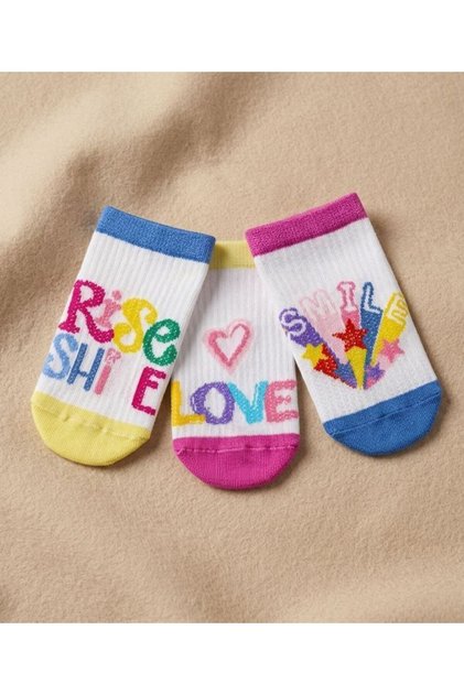Happy girl's 3-pack sneaker socks