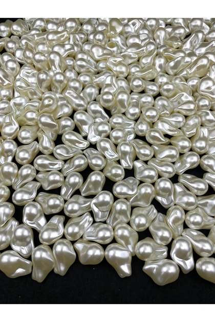 25Gr Cream Color Gum Model Drop Luxury Plated Unshaped Baroque Trapezoid Plastic Pearl Beads (~15 Pieces)