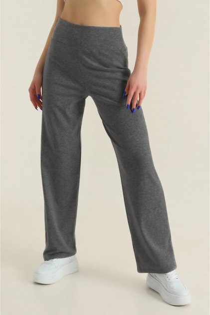 Women's Extra High Waist Gathering Straight Leg Ribbed Fabric Flexible Sports Casual Leggings